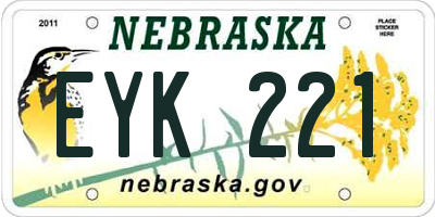 NE license plate EYK221