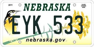 NE license plate EYK533