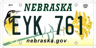 NE license plate EYK761