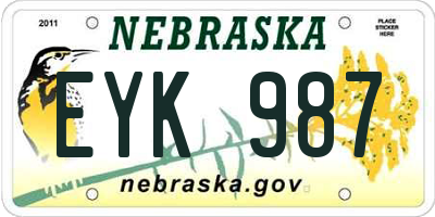 NE license plate EYK987