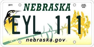 NE license plate EYL111