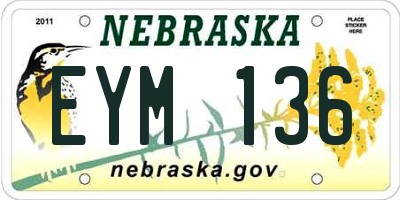 NE license plate EYM136