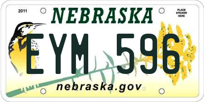 NE license plate EYM596