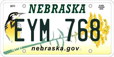 NE license plate EYM768