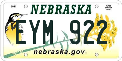 NE license plate EYM922