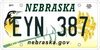 NE license plate EYN387