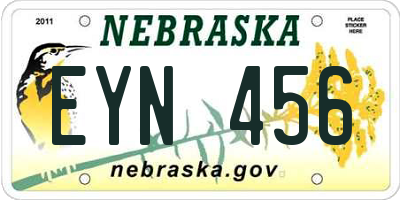 NE license plate EYN456