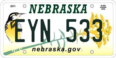NE license plate EYN533