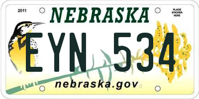 NE license plate EYN534