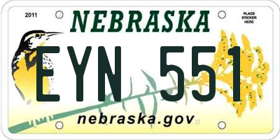 NE license plate EYN551