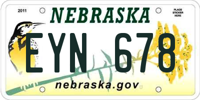 NE license plate EYN678