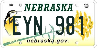 NE license plate EYN981