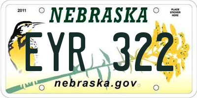 NE license plate EYR322