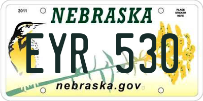 NE license plate EYR530