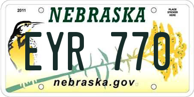 NE license plate EYR770