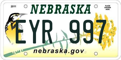 NE license plate EYR997