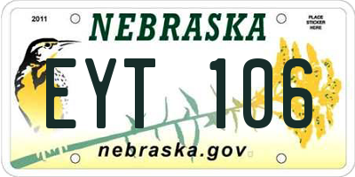 NE license plate EYT106