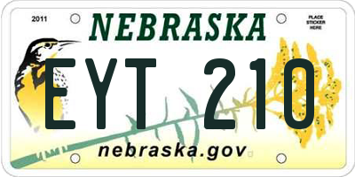 NE license plate EYT210