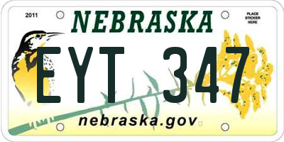 NE license plate EYT347