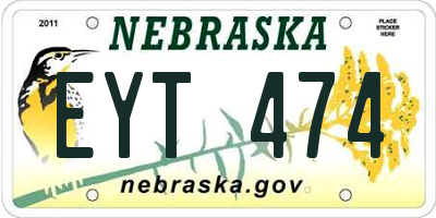 NE license plate EYT474
