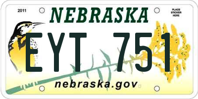 NE license plate EYT751