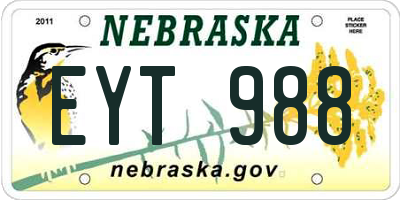 NE license plate EYT988