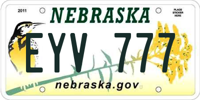 NE license plate EYV777