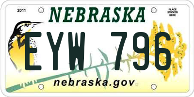 NE license plate EYW796