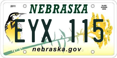 NE license plate EYX115