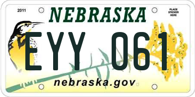 NE license plate EYY061
