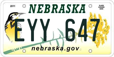 NE license plate EYY647