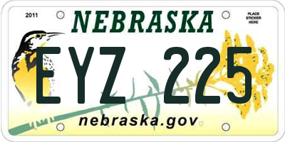 NE license plate EYZ225