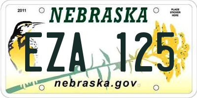 NE license plate EZA125