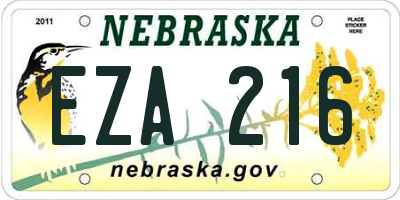 NE license plate EZA216