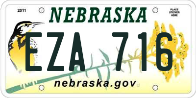 NE license plate EZA716