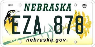 NE license plate EZA878