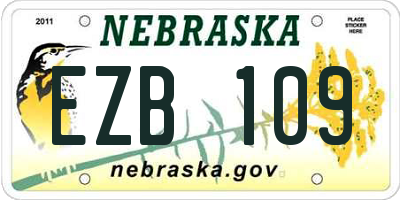 NE license plate EZB109