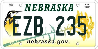 NE license plate EZB235