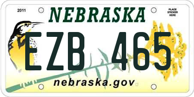 NE license plate EZB465