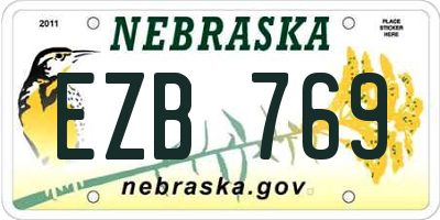 NE license plate EZB769
