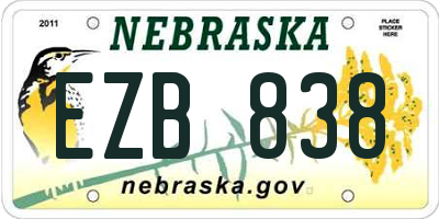 NE license plate EZB838