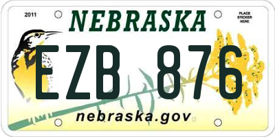 NE license plate EZB876