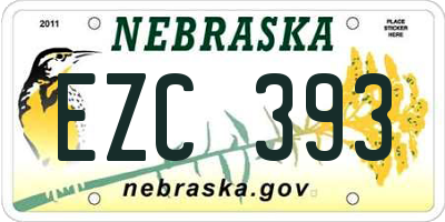 NE license plate EZC393