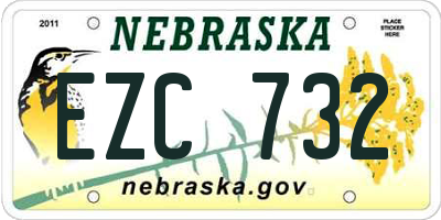 NE license plate EZC732