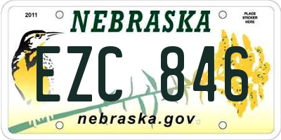 NE license plate EZC846