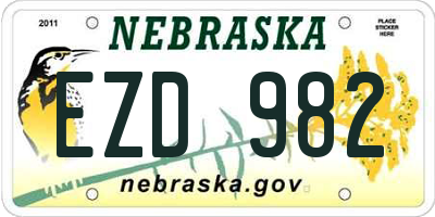 NE license plate EZD982