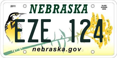 NE license plate EZE124
