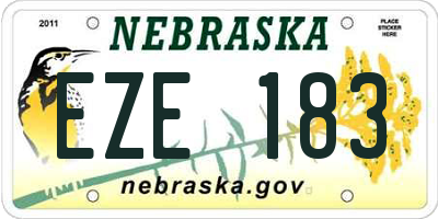 NE license plate EZE183