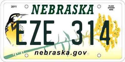 NE license plate EZE314