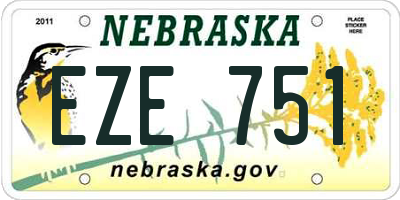 NE license plate EZE751